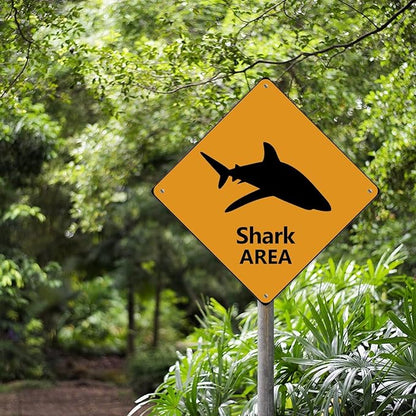 Fierce Fish Crossing Xing Sign Beware of Fierce Fish Metal Sign Ocean Animal Funny Warning Sign Crossing Zone Sign for Farm Yard Front Door Indoor Outdoor Street Sign 12x12in