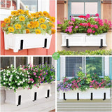 HFHOME 2 PCS Adjustable Planter Box Brackets (6 to 12.5 in), Universal Window Box Brackets, Heavy Duty Metal Flower Box Wall Mounting Hooks for Balcony, Fences, Patio, and Garden - Black