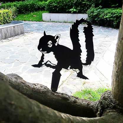Tipmant Metal Iron Art Decoration Animal Silhouette Decorative Stakes Statues Ornament Crafts for Outdoor Gardens, Yard, Courtyards, Parks, Lawns, Potted Plants, Patio (4 Squirrels)