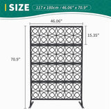 Garveelife Metal Privacy Screen 72" H×47" W for Outdoor Freestanding Decorative Privacy Wall Panels with Stand, Patio Balcony Screens for Outside Divider Deck Porch Garden, 1PC