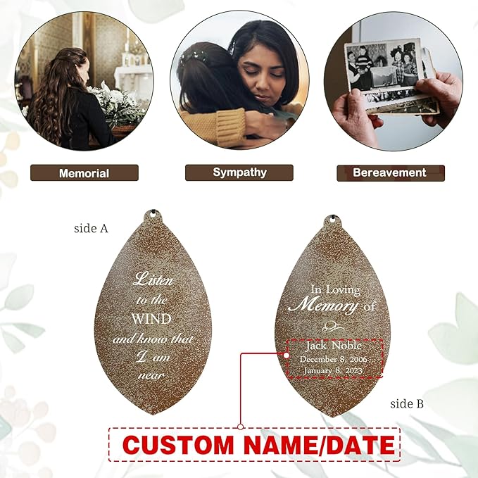 ASTARIN Personalized Name 35" Memorial Wind Chimes, Metal Sympathy Gifts for Loss of Mother Father Loved One, Bereavement Wind Chime in Memory Gift, Decor Outdoor Garden Patio, Produced in USA