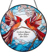 Cardinal Suncatcher Stained Glass Window Hanging Decor Cardinal Remembrance Gifts Cardinals Memorial Gifts for Loss of Loved One, Women Grandma Mom, Mothers Day Birthday for Bird Lovers