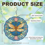 Dragonfly Floral Wind Spinners Outdoor, Hanging Wind Spinner for Garden Decoration, 8 inch 3D Stainless Steel Metal Wind Sculpture for Indoor/Outdoor Decor