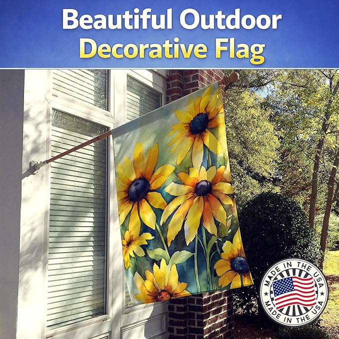 Caroline's Treasures Maryland Black-Eyed Susans in Watercolor House Flag Large Porch Sleeve Pole Decorative Outside Yard Banner Artwork Wall Hanging, Polyester, House Size, Multicolor