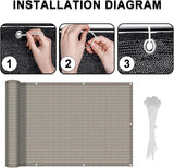 LOVE STORY Balcony Privacy Screen, 3'x16' Deck Shield Screen Fence Cover,UV Protection and Weather-Resistant,3 FT Height for Deck, Patio, Backyard, Outdoor Pool, Porch, Railing, Beige-Grey