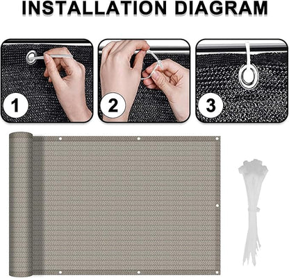 LOVE STORY Balcony Privacy Screen, 3.3'x19.7' Deck Shield Screen Fence Cover,UV Protection and Weather-Resistant,3FT Height for Deck, Patio, Backyard, Outdoor Pool, Porch, Railing, Beige-Grey