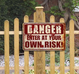 Halloween Decorations Outdoor Scary Metal Sign Halloween Bloody Horror Signs For Party Enter At Your Own Risk 12"x8"