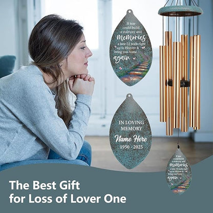 ASTARIN Personalized 35inch Sympathy Wind Chimes, Memorial Gifts Wind Chimes for Outside, Deep Tone Wind Chime for Loss of Loved Ones, Commemorative Wind Chime for Mom/Dad/Friends,Produced in USA