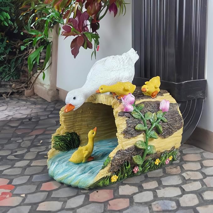Duck Sculpture Gutter Diverter Rain,Deco Gutter Extension Downspout, Eco-Friendly Resin Statue Gutter Extender Diverter,Splash Block, Perfect Rain Gutter Downspout Extension for 3"x4" Downspouts