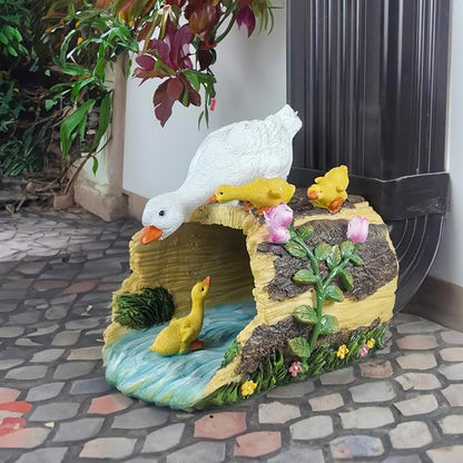 Duck Sculpture Gutter Diverter Rain,Deco Gutter Extension Downspout, Eco-Friendly Resin Statue Gutter Extender Diverter,Splash Block, Perfect Rain Gutter Downspout Extension for 3"x4" Downspouts