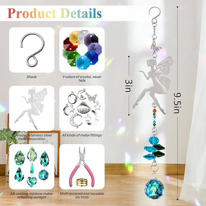 Sun Catcher Kits for Adults, 10 Sets DIY Suncatcher Arts and craft kits for adults Prism Crystal Suncatchers Indoor Window Hanging Ornaments Decor for Home Gifts for Mother Wife Daughter (Fairy)