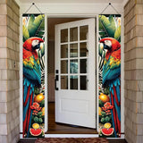 Summer Luau Tropical Parrot Porch Banners 71x12 Inch Party Decorations Colorful Macaw Hanging Door Signs Jungle Leaves Outdoor Patio Welcome Banner for Home Decor