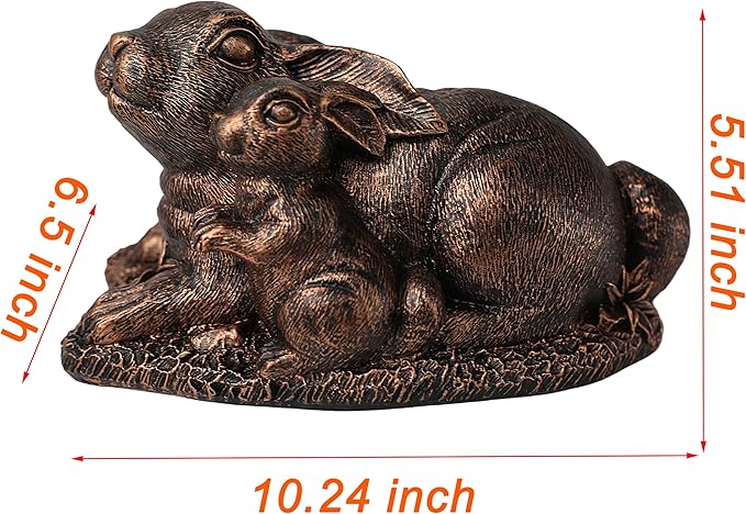 Rabbit Garden Outdoor Statue Resin Easter Bunny Statues for Home, Living Room Decoration, Garden Decor,Antique Bronze