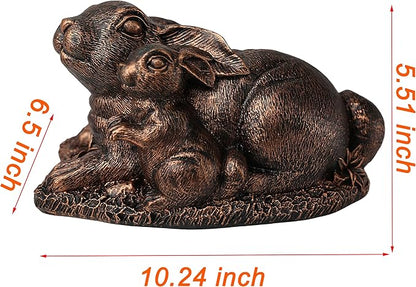 Rabbit Garden Outdoor Statue Resin Easter Bunny Statues for Home, Living Room Decoration, Garden Decor,Antique Bronze