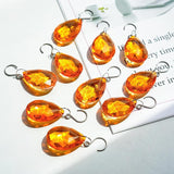 H&D HYALINE & DORA 10pcs Bauhinia Crystal Suncatcher Prisms Chandelier Beads Replacement 38mm Hanging Crystals Ornament Pendant for Window Wedding Party Decor,Amber