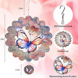 3D Butterfly Wind Spinner for Outdoor Decor, 12 Inch Stainless Steel Metal Wind Sculpture, Weatherproof Garden Art for Yard, Patio, Unique Moving Spinner for Bird Lovers