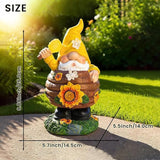 AVEKI Solar Garden Gnome Statue, Funny Gnome Honey Pot Figurine with Solar Light, Outdoor Waterproof Resin Garden Art for Patio Yard Lawn Balcony Ornament, Ideal Gift for Mom Grandma Women