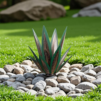Tequila Rustic Sculpture, Metal Agave Plant Home Decor, DIY Hand Painted Metal Agave, Garden Yard Sculpture Lawn Home Art Decoration Statue, Garden Ornaments Outdoor Decor (Green)