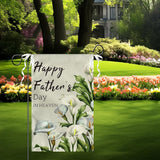 Happy Fathers Day in Heaven Garden Flag Calla Lily Floral Burlap Yard Flags Family Dad Daddy Remembrance House Banner Grave Cemetery Garden Flags for Outdoor Decorations 12 X 18 Inches