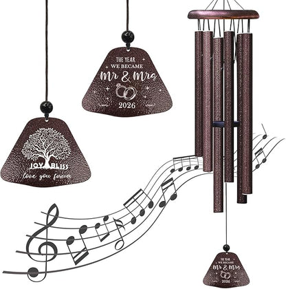 Wedding Gifts, Mr and Mrs Gift 32” Wind Chimes Outside, Wedding Gifts for Couples Newlyweds 2026, Bridal Shower Just Married Gift