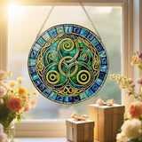 8-Inch Celtic Knot Stained Glass Suncatcher & Ornament – Stained Glass Window Hanging & Decor, Sun Catchers for Windows Indoor, Gift for Women, Gift for Christmas, Housewarming Gifts, Irish Gifts