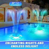 Pool Fountain with Remote, Dolphing Floating Pool Fountain with Lights, Above Ground Pool Water Fountains with Anchor, Swimming Pool Fountains for Inground Pool-1PC,White