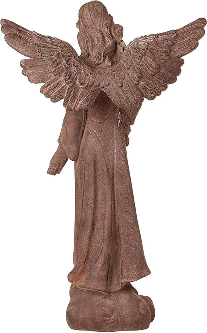 Kensington Hill Large Tall English Tudor Angel Garden Statue Sculpture Catholic Religious Holy Decor Outdoor Garden Front Porch Patio Yard Outside Home House Iron Rust Finish Resin 41 1/2" High
