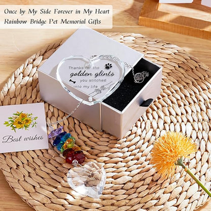 Dog Memorial Gifts for Loss of Dog, Pet Memorial Suncatcher, Pet Sympathy Gifts, Heart Shaped Suncatcher with Personalized Words, Remembrance Bereavement Gift for Loss of Dogs Cats