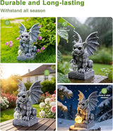Nacome Solar Gothic Gargoyle Garden Statue: Outdoor Dragon Decor Sculpture with Ball Lights for Yard Art Porch Patio - Unique Birthday Gifts for Women Mom