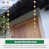 Decorative Rain Chains Waterfall, Hanging Rain Chain Aluminum, Decorative Water Catcher Copper-Plated Cup, Heavy Rain Water Chain for Outside Downspout Gutter, Garden Gift (B 1m/3.3 ft)