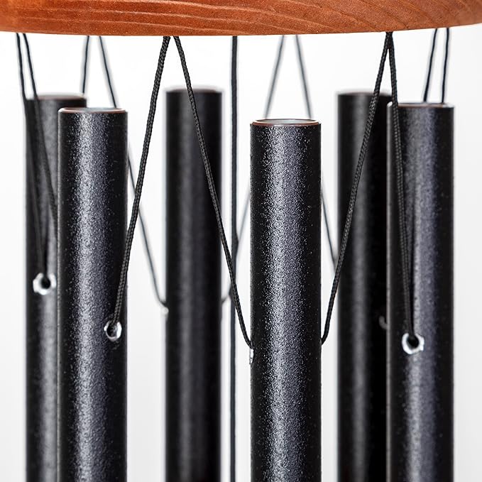 Festival 24-inch Redwood Wind Chime in Black by Wind River for Patio, Backyard, Garden, and Outdoor décor. Made in The USA