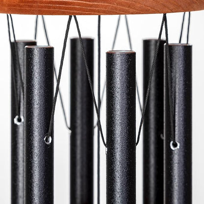 Festival 24-inch Redwood Wind Chime in Black by Wind River for Patio, Backyard, Garden, and Outdoor décor. Made in The USA