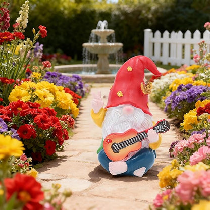 Garden Hippie Gnome Decor Statue,Funny Garden Gnomes with Peace Sign Decor Outdoor ，for House,Lawn,Patio and Porch, Gifts for Friend,Family.