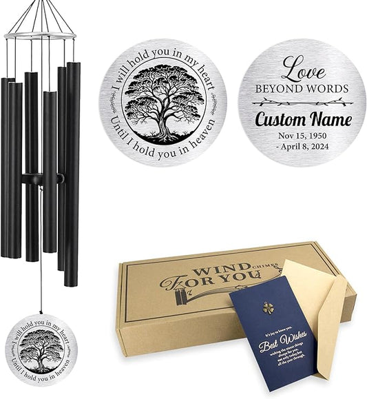 ASTARIN Personalized 30" Bereavement Wind Chimes for Outside, Memorial Gift in Remembrance of a Loved One, Sympathy Gift for Loss of Mother Father Husband, Garden Patio Decor