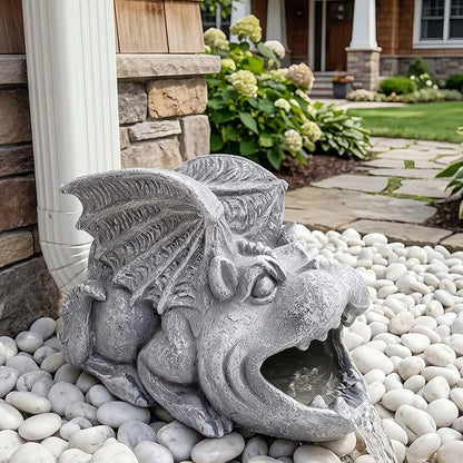 Gothic Gargoyle Gutter Guardian Rain Downspout Extension Outdoor Statue, 12 Inch High, Cast Stone Resin, Grey Stone Finish for 3"x4" Decorative Gutter Extension