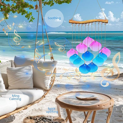 Glass Shell Wind Chimes for Outdoor Decor -Durable Windchimes for Garden, Porch, and Christmas Spaces, Unique Handmade Outdoor Wind Chimes, Yard Christmas Decorations