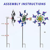 COOZZYHOUR 39" Butterfly Wind Spinner for Yard and Garden Stake,Outdoor Metal Windmill,Single Direction Wind Sculptures, Kinetic Windmills for Garden Decorations.