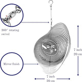 Wind Spinner Metal Garden Spinners Outdoor Garden Art for Backyard Outdoor Hanging Decor and Spinners for Yard and Garden Ornaments 3D Shape (Silver Sun & Moon)