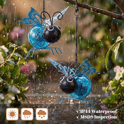 Calenzana Blue Butterfly Outdoor Solar Garden Light, Waterpoof Hanging Solar Light for Yard Patio Backyard Porch, Gifts for Women Mom Grandma