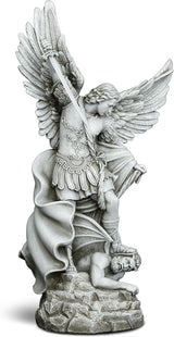 DevotedWalls 20.5" Large Saint Michael Statue Outdoor,Michael the Archangel Slaying Satan,Large Garden Religious Sculpture,San Miguel Arcangel Defender for Porch,Patio or Church Entryway
