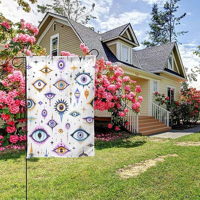 Evil Eyes Garden Flags 12×18 Inch Funny Double Sided Decorative Yard Banner Seasonal Flag for Outdoor Outside Decor