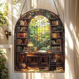 Window Bookshelf Acrylic Suncatcher, Bookish Suncatchers for Window Hanging Ornament, Art Garden Decor for Book Lover Reader Bookworm, Gifts for Mother's Day, Mom, Grandma, Wife, Women, Nana