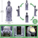 Solar Buddha Statue Outdoor – 14 Inch Tall Solar Outdoor Yard Zen Garden Decor - Ideal Gifts for Housewarming