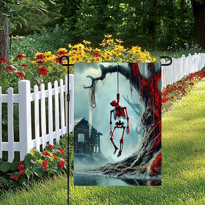 BlissYard Halloween Horror Garden Flag 12x18 Inch Hanging Skull Swamp Tree Flag Outdoor Yard Decorations House Banner Porch Lawn Patio Home Decor