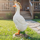 Euronet 12" Garden Porch Goose Statues, Funny Duck Farm Fence Decor, Resin Real Concrete Porch Goose Decor, Outdoor Animal Sculptures & Statues, Perfect for Home Garden Stairs, Farm, Patio, Backyard