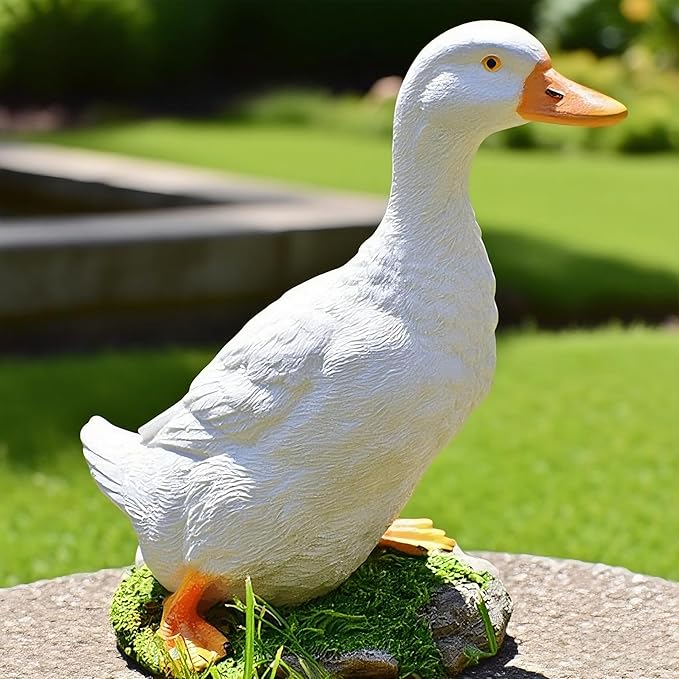 Teaeeno Farm Duck Statues Real Duck Fence Decoration Funny Resin Duck Decor Outdoor Real Animal Statue Duck Sculpture Perfect for Home Garden Stairs Farm Patio Backyard