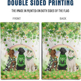 St Patricks Day Dog Garden Flag 12x18 Double Sided Outside White Chocolate Black Lab Yard Signs Labrador Banner for Saint Patrick Spring Outdoor Decorative