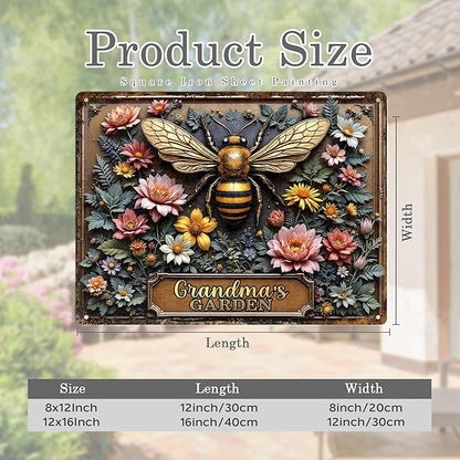 Personalized Metal Signs with Name Made in USA Custom Bee Garden Sign Vintage Decorative Metal Print for Wall Decor Customized Home Garden Ideas Gifts Artwork Prints for Yard Ourdoor