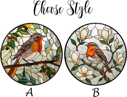 Robin Stained Glass Suncatcher Window Hanging, Bird Ornament Decor for Window, Robin Ornament for Women, Nature Lovers Gift Idea, Bird Suncatcher Stained Glass, Nature Decor for Home