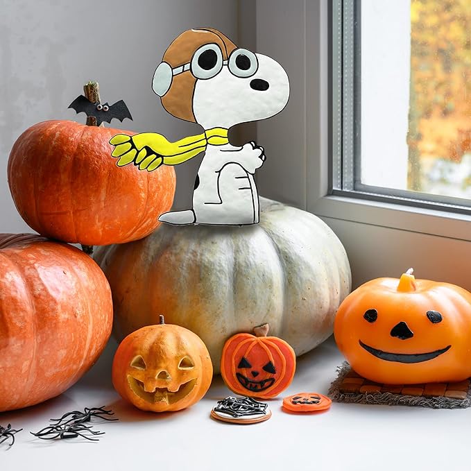 PRODUCTWORKS Peanuts Pumkin Press-in Icon Metal Stake Halloween Harvest Decor Porch Decorating Indoor Outdoor (Snoopy Flying Ace)